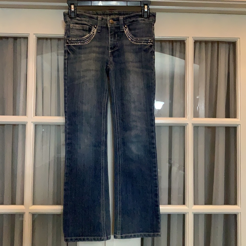 Mossimo Supply Co. blue medium wash with fading straight leg jeans Size 10
